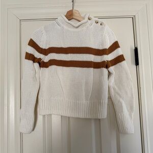 Lake- Jane Cotton Sweater in Cognac Double Stripe Size Small